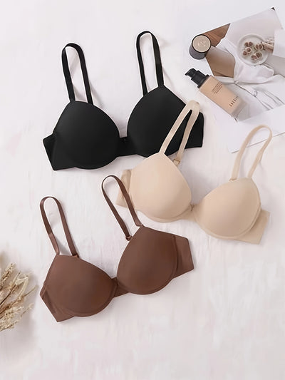 3PCS Solid Comfy T-Shirt Bras