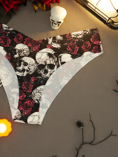 Seamless Rose Skull Print Panty