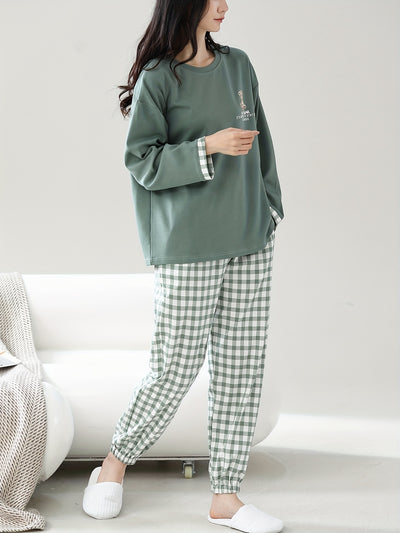 Cotton Pajama Set Cartoon Print Loungewear