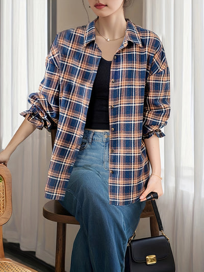 Sea Blue Checkered Shirt Women