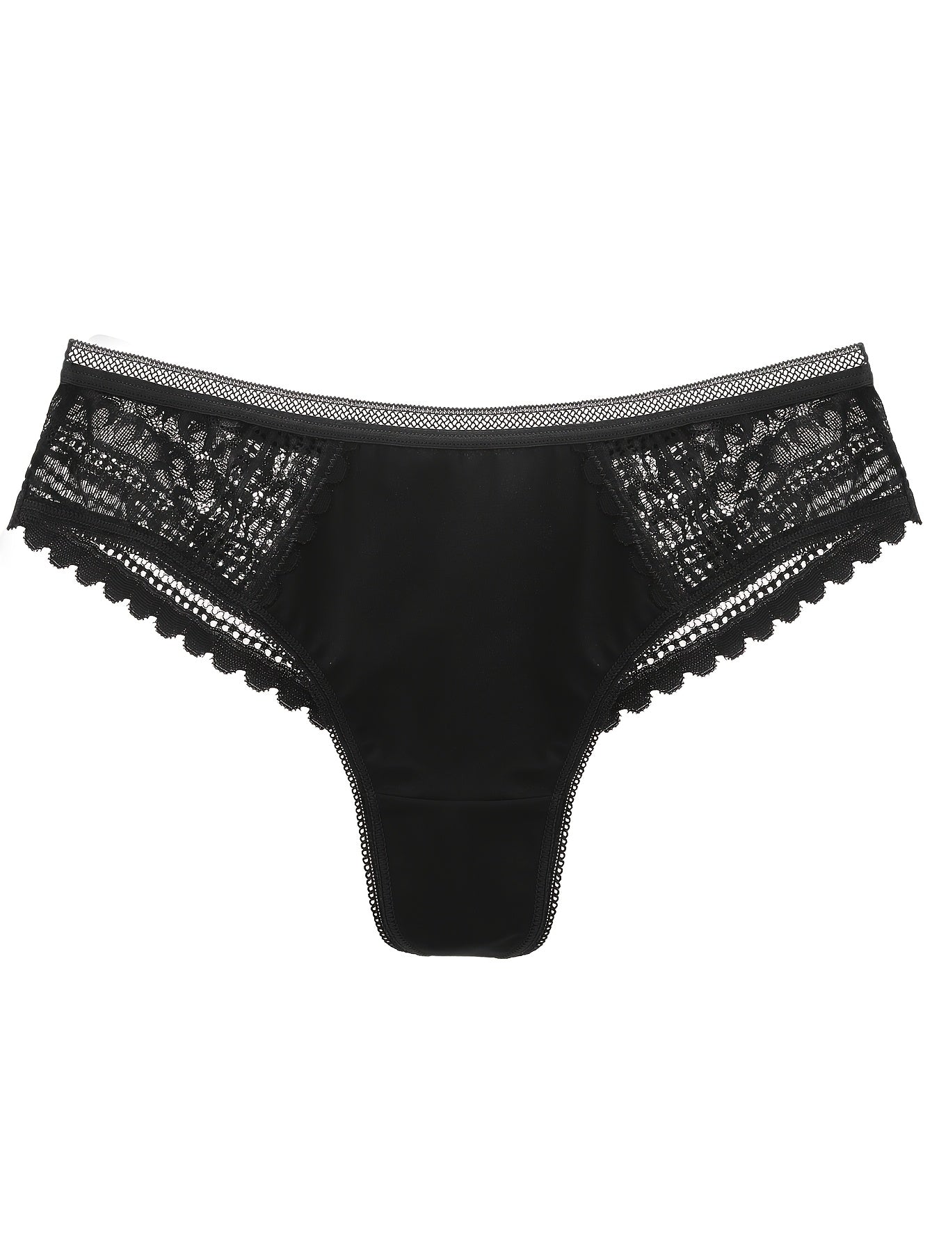 Solid Contrast Lace Briefs Panties