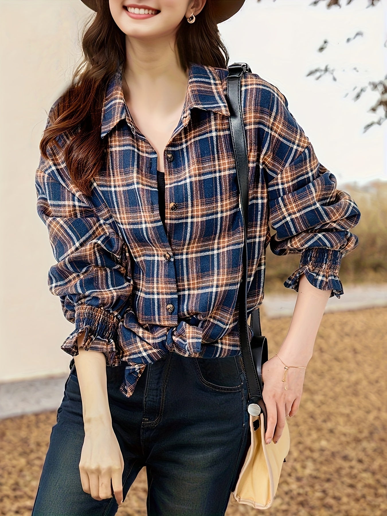 Sea Blue Checkered Shirt Women