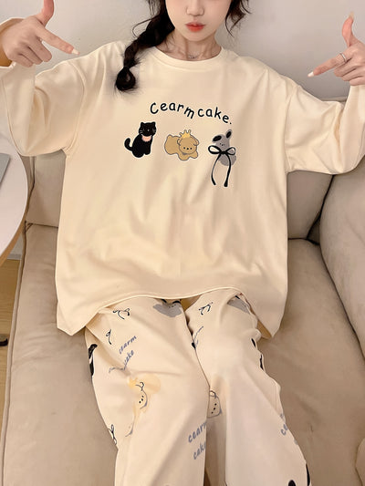 Cartoon Cotton Pajama Set Long Sleeve