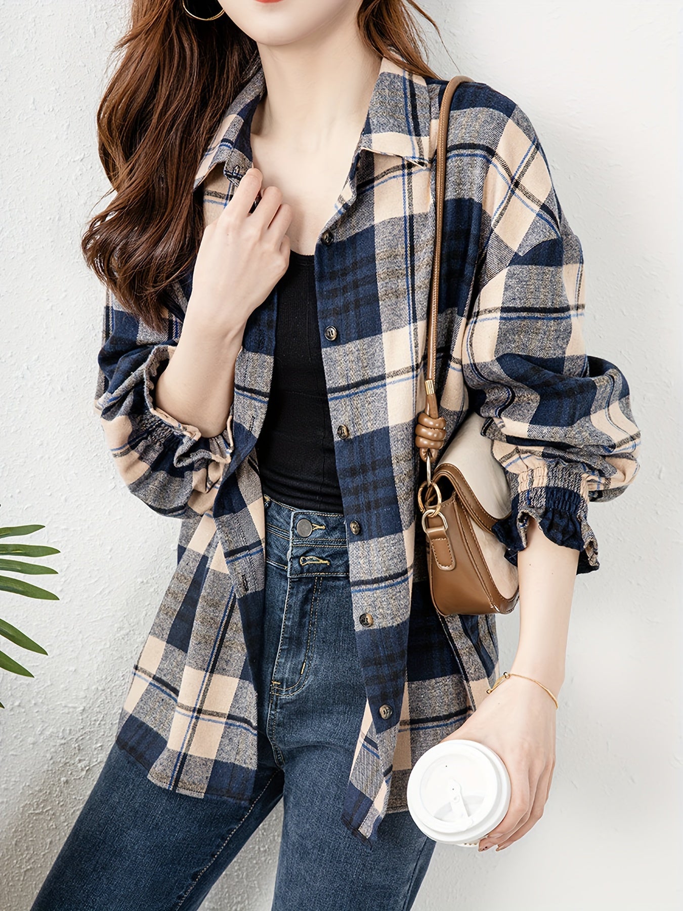 Sea Blue Checkered Shirt Women