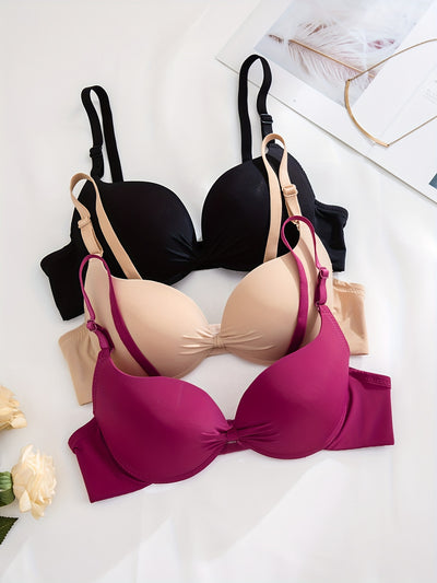 3PCS Solid Comfy T-Shirt Bras