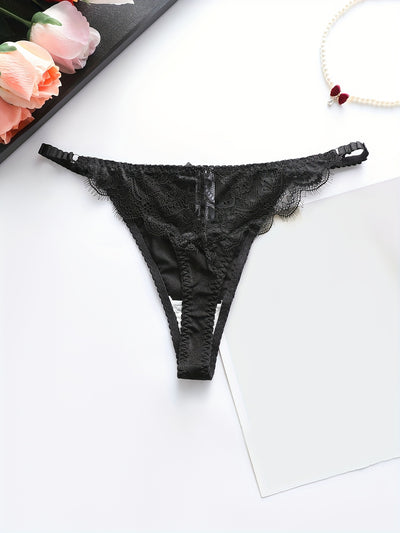 Color-Block Lace Thong Panties