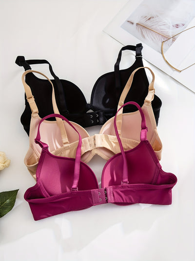 3PCS Solid Comfy T-Shirt Bras