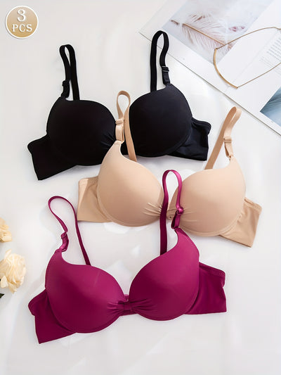 3PCS Solid Comfy T-Shirt Bras