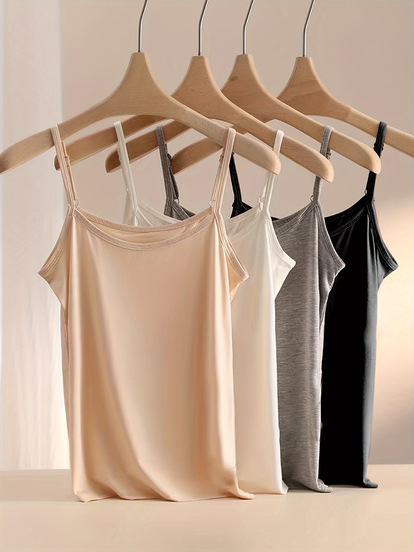 4pcs Breathable Solid Cami Tops