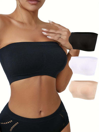 3PCS Padded Shoulderless Bra