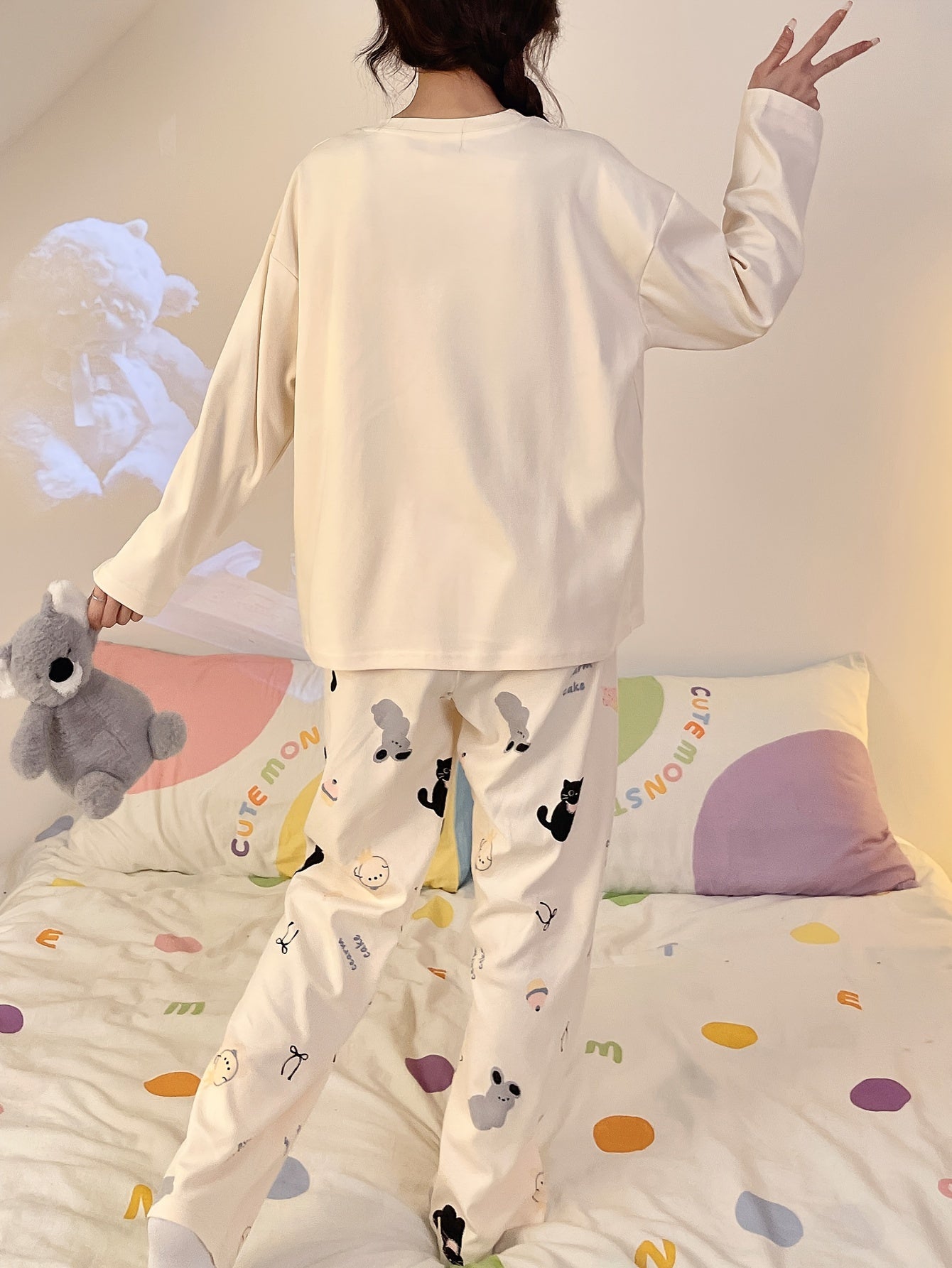 Cartoon Cotton Pajama Set Long Sleeve