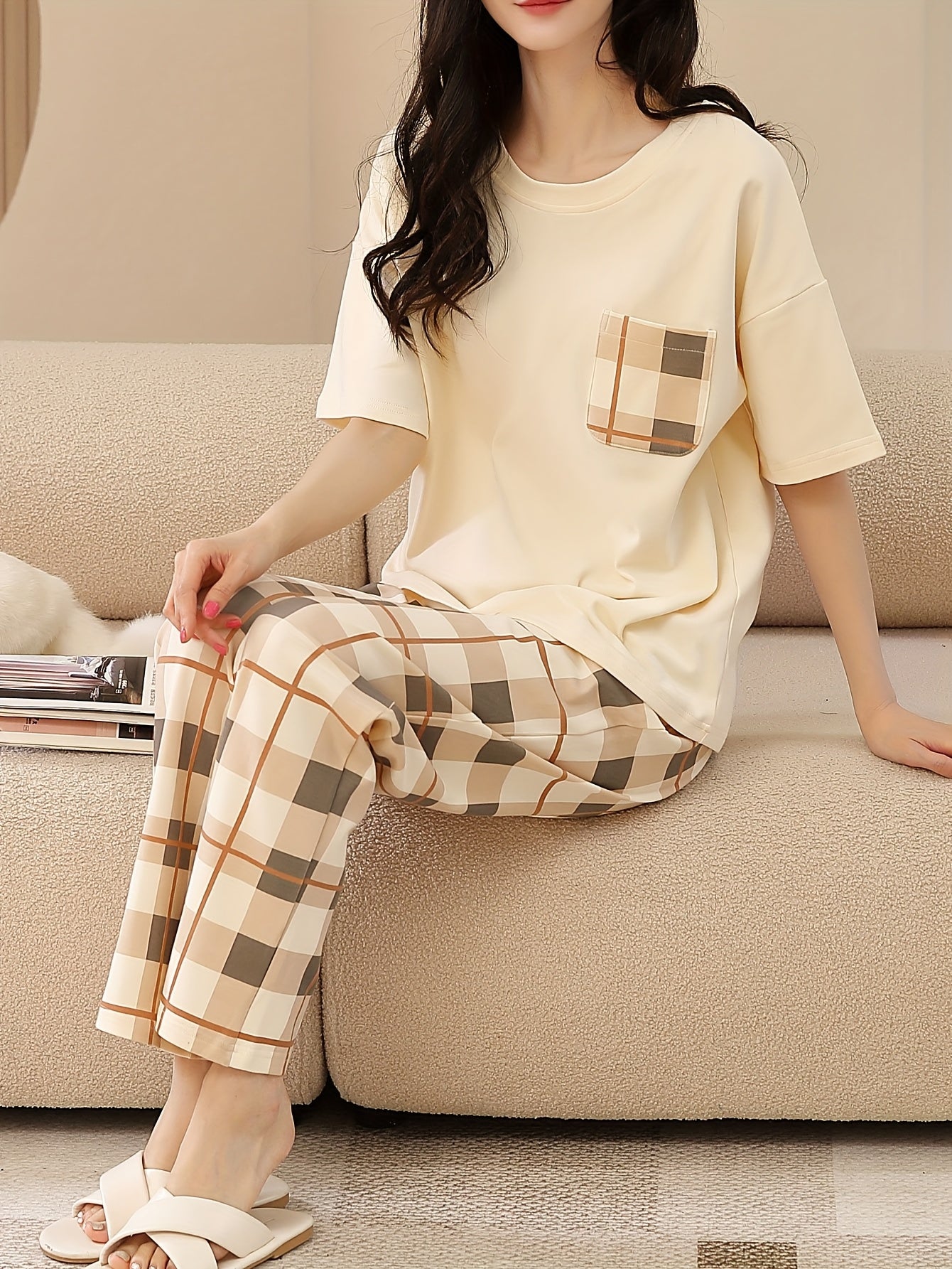 Cotton Pajama Set Women’s Plaid