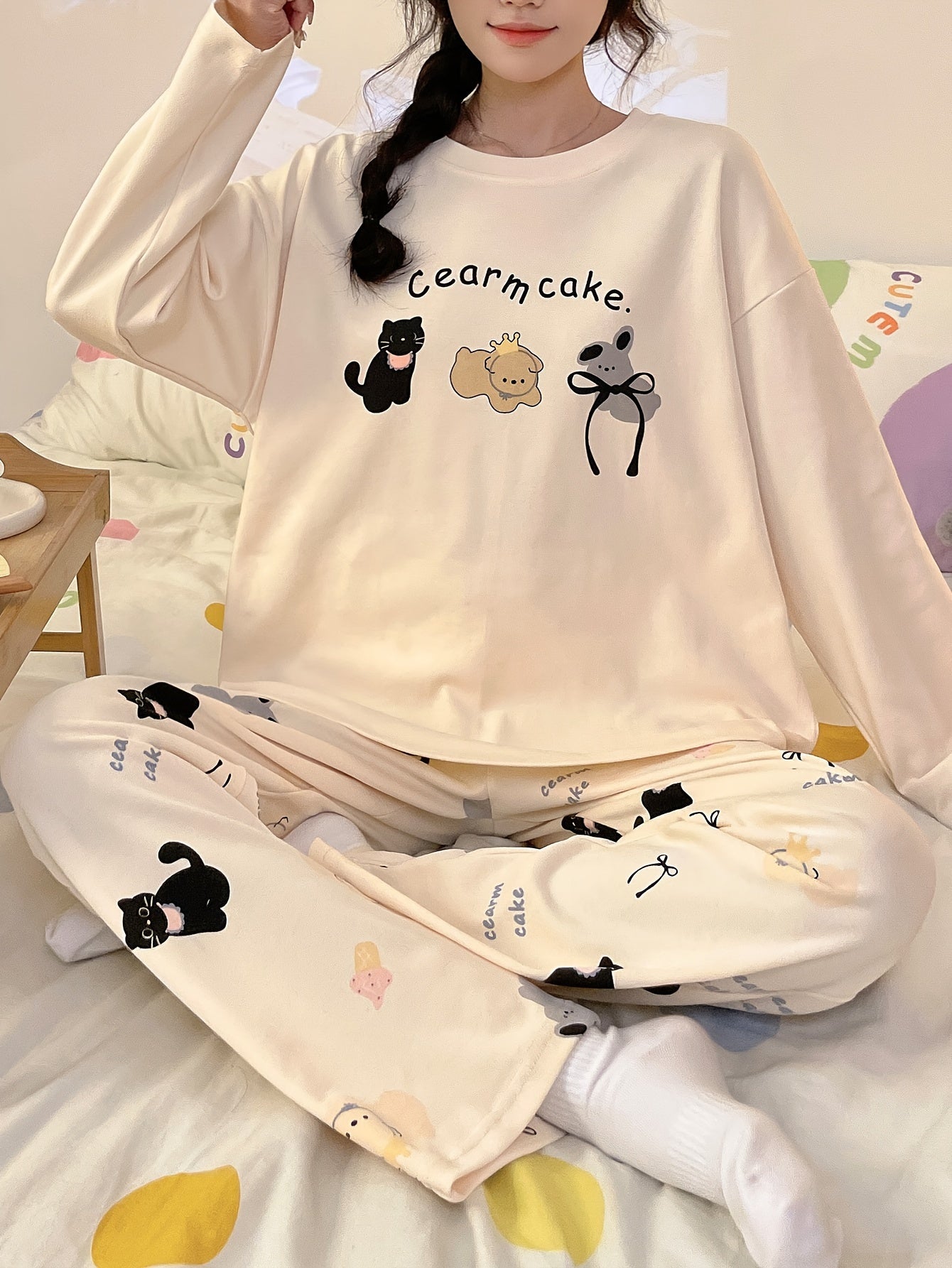 Cartoon Cotton Pajama Set Long Sleeve