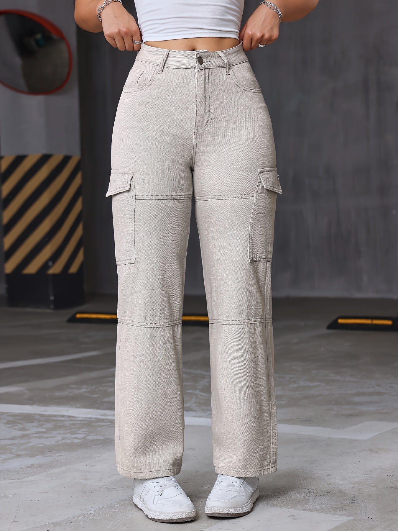 Y2K Color Block Cargo Jeans Women