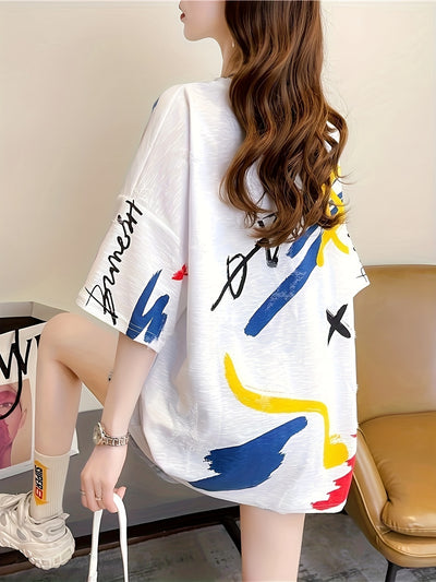 Plus Size Cartoon Print T-Shirt Women