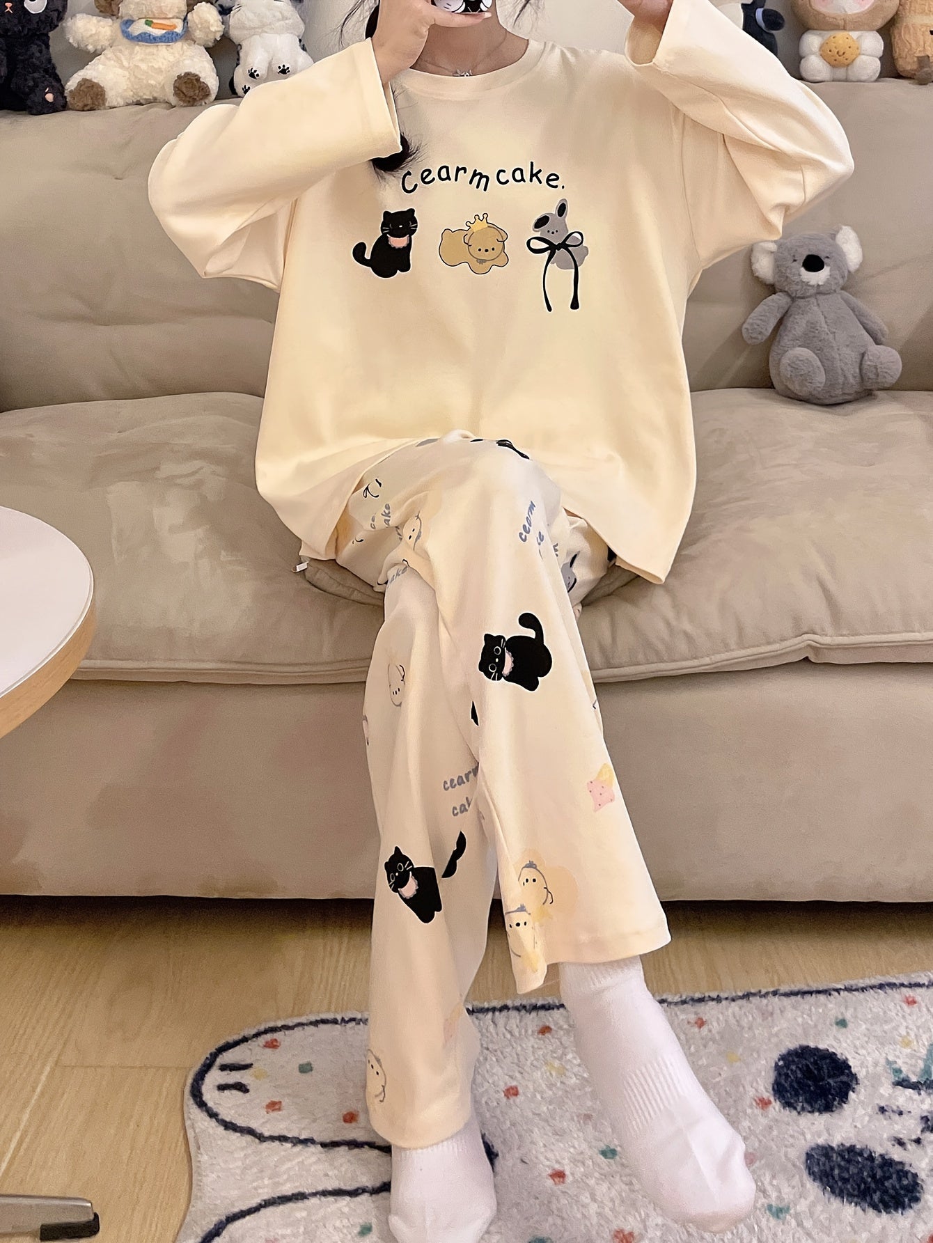 Cartoon Cotton Pajama Set Long Sleeve