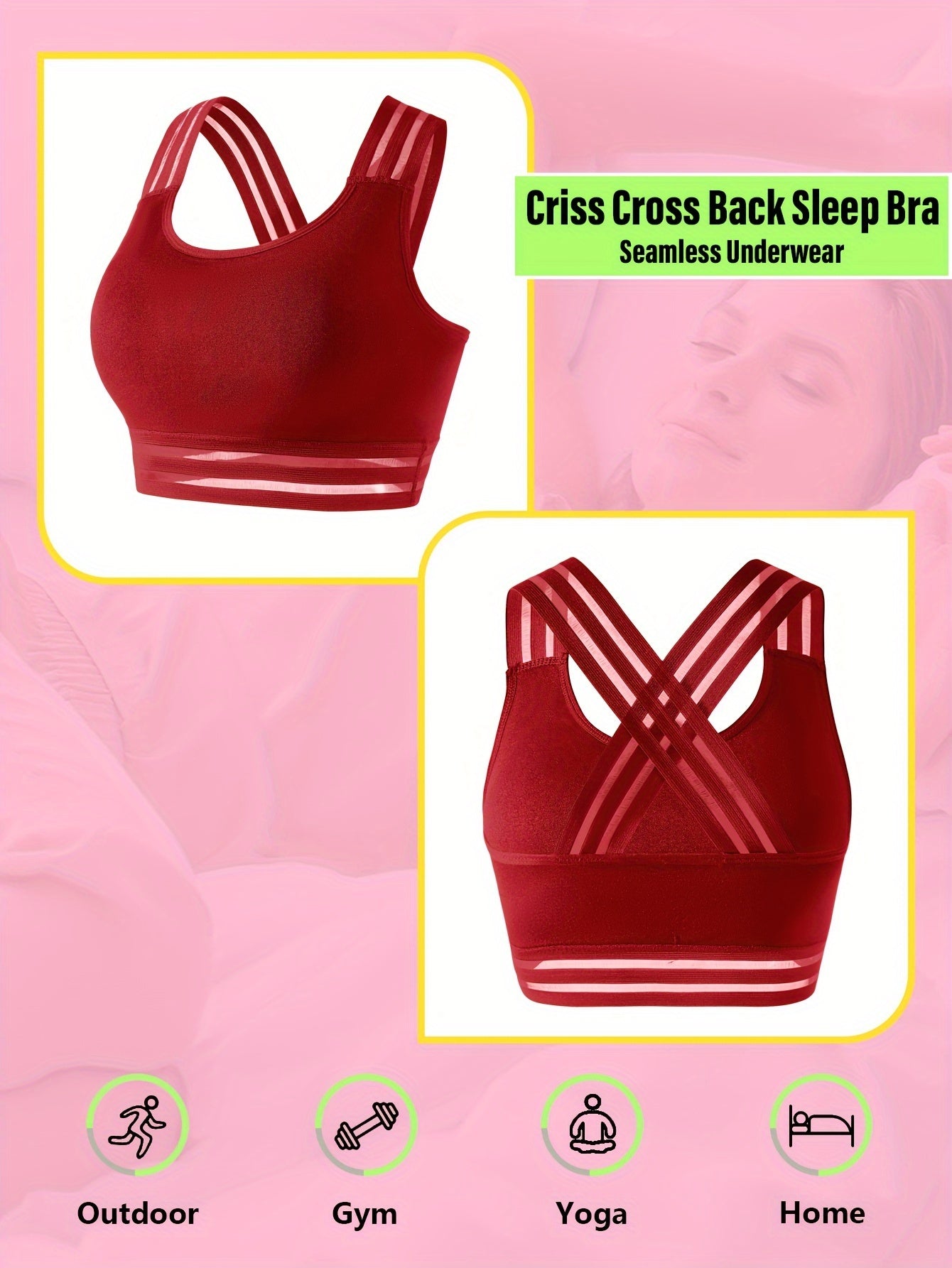 Striped Cross Back Sports Bra