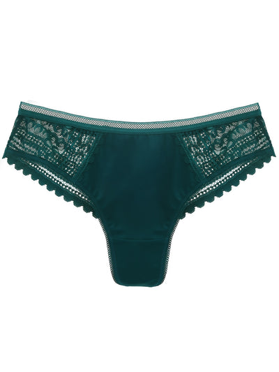 Solid Contrast Lace Briefs Panties