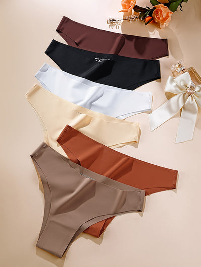 6pcs Solid Seamless Briefs Panty