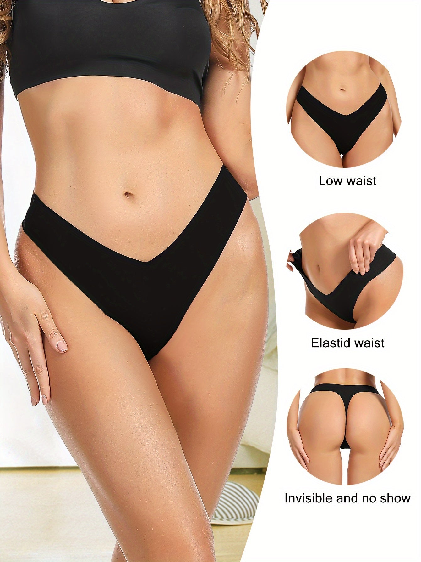 5pcs Invisible Seamless Thongs Panty