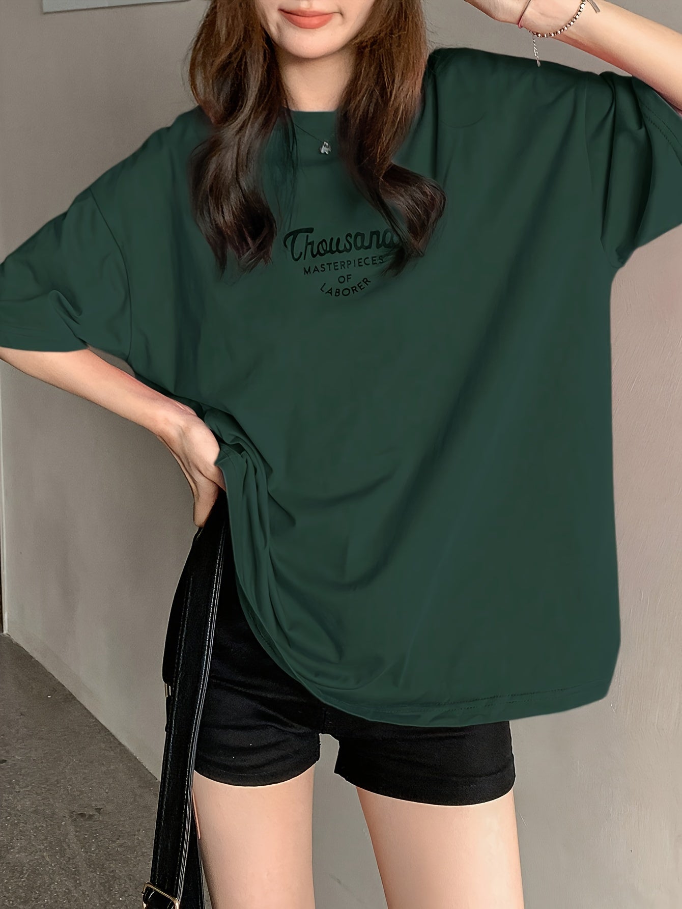 Oversized Green Graphic Tee Women