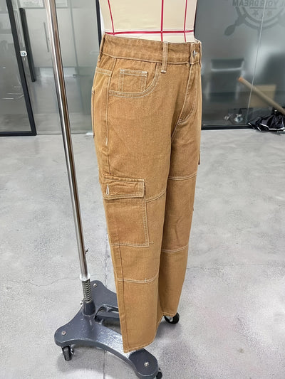 Y2K Color Block Cargo Jeans Women