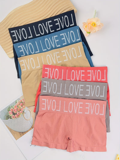 6pcs Letter Print Seamless Boyshorts Panty