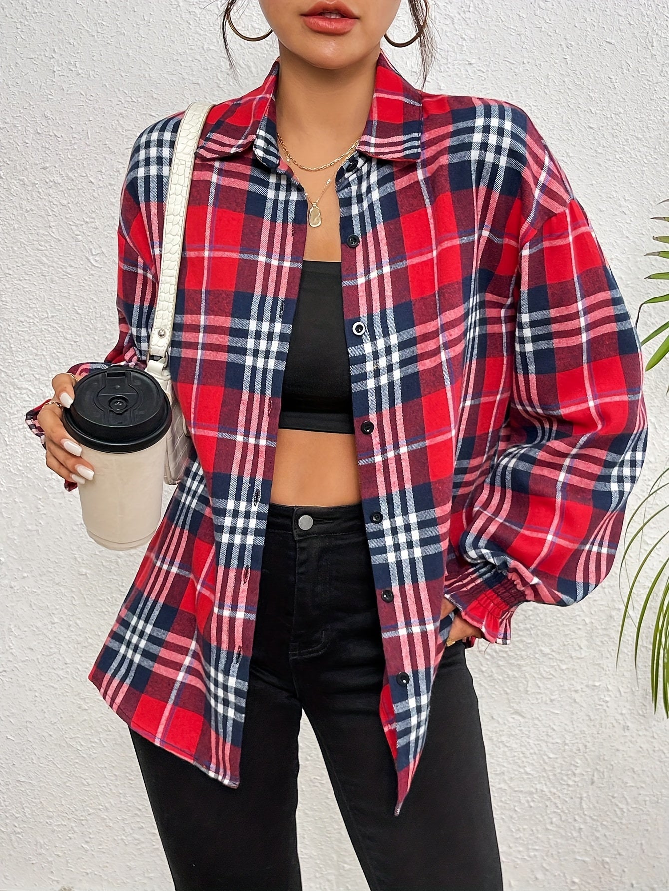 Sea Blue Checkered Shirt Women