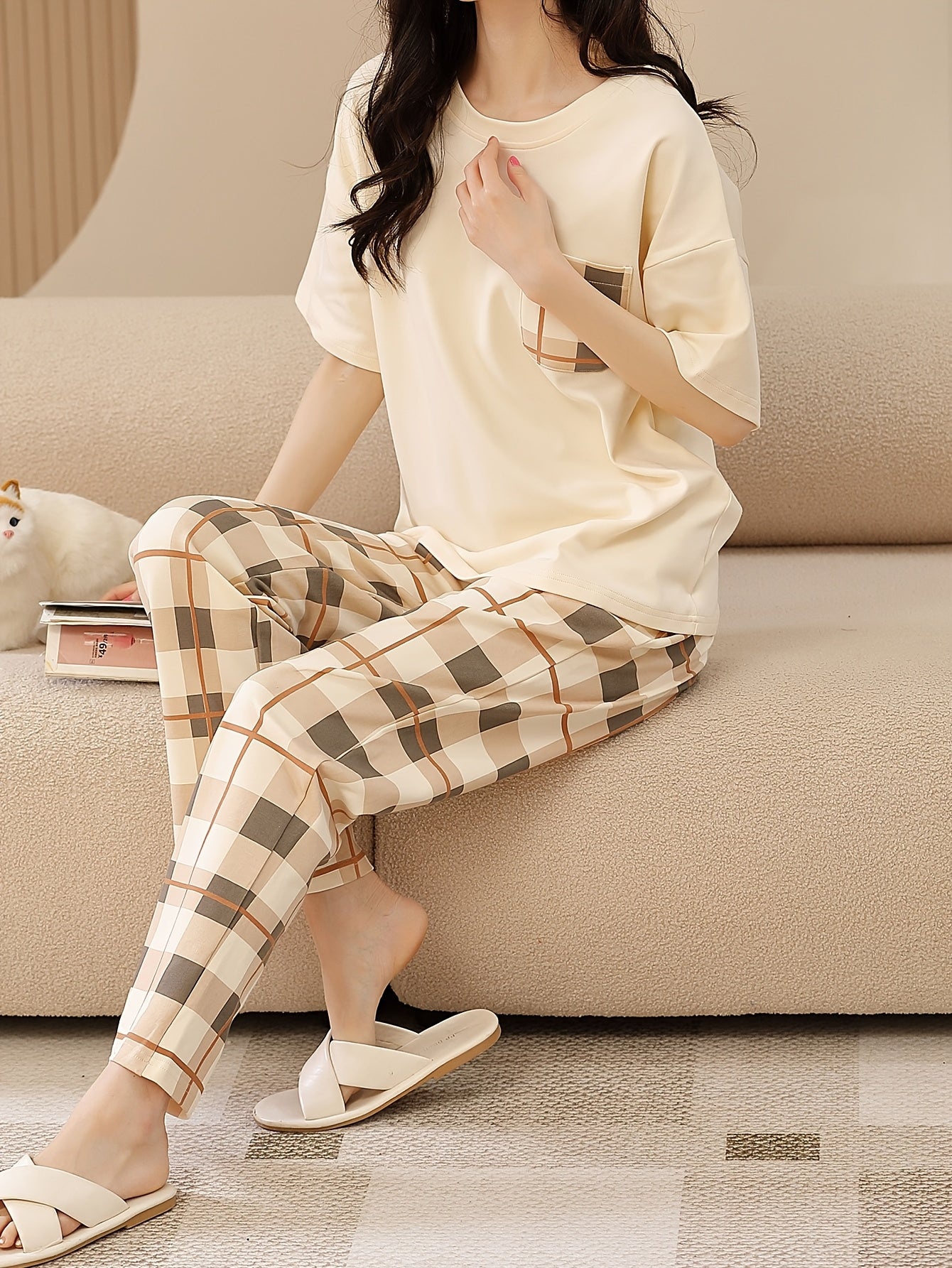 Cotton Pajama Set Women’s Plaid