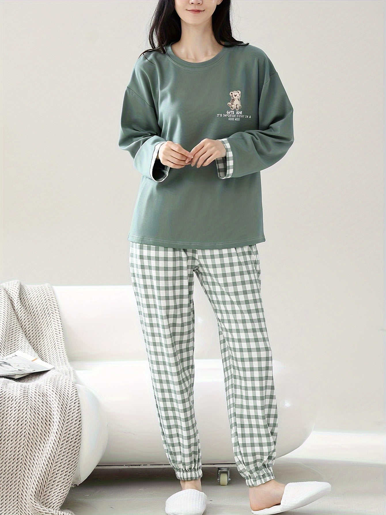 Cotton Pajama Set Cartoon Print Loungewear